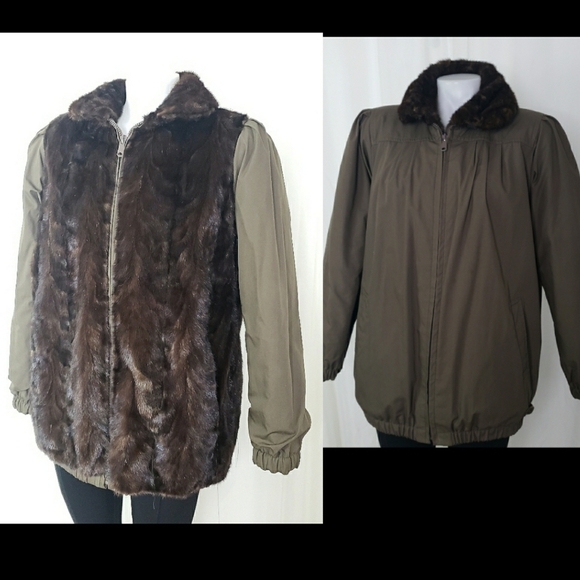 Vintage David Goodman for Gus Goodman reversible real fur coat brown - Picture 1 of 15